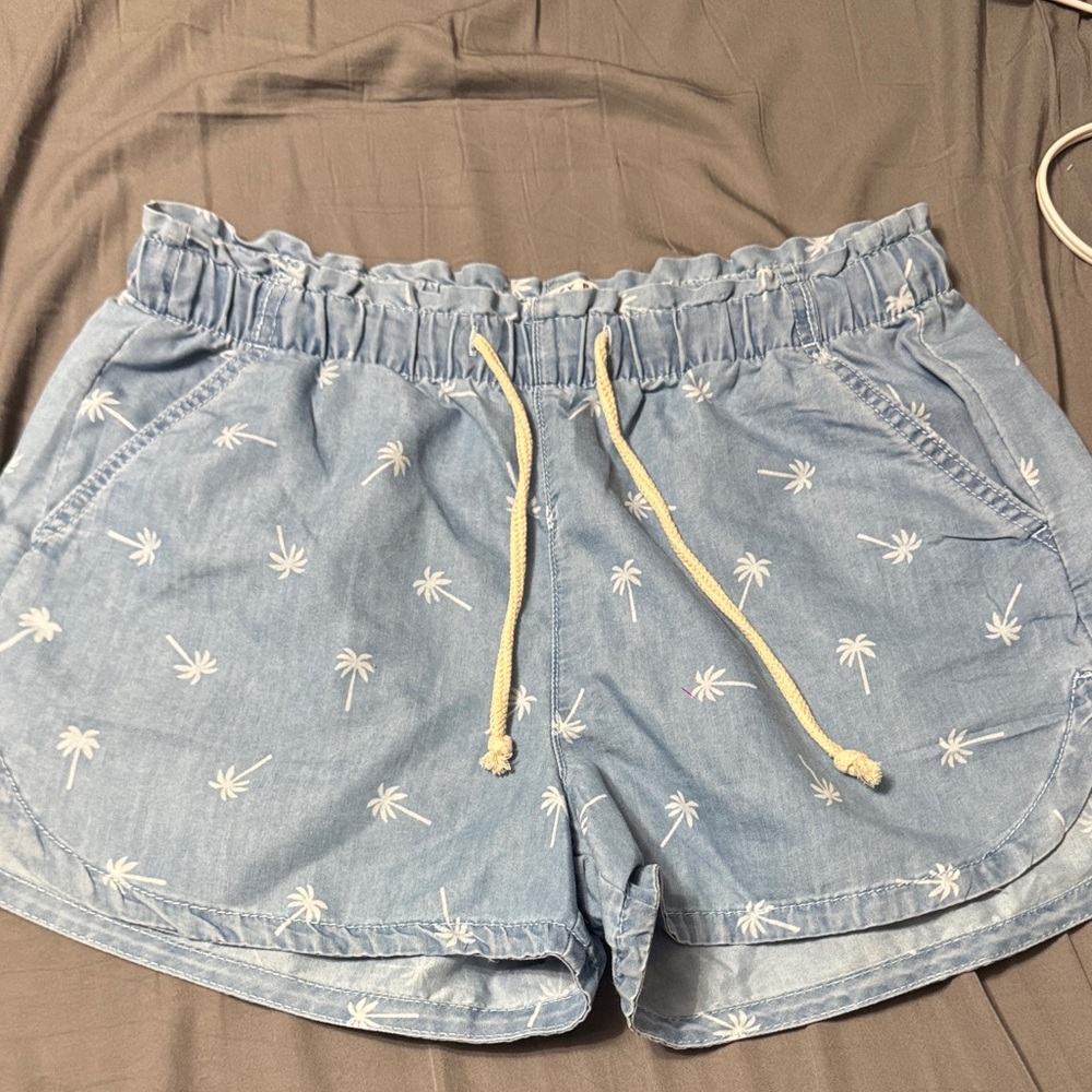 Celebrity Pink Light Blue Palm Print Women's Shorts